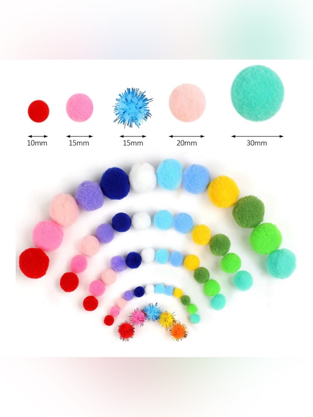 FUZZY 900 pieces fuzz balls colorful craft supplies arts & crafts pompoms DIY - Picture 2 of 5